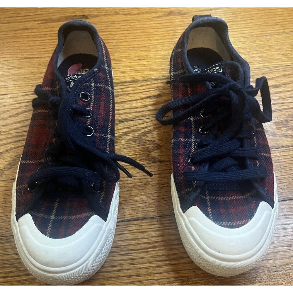Adidas Nizza RF Platform Plaid Sneakers Womens Size 6 Shoes Red Blue